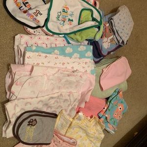 Bib, burp cloths, and blanket bundle